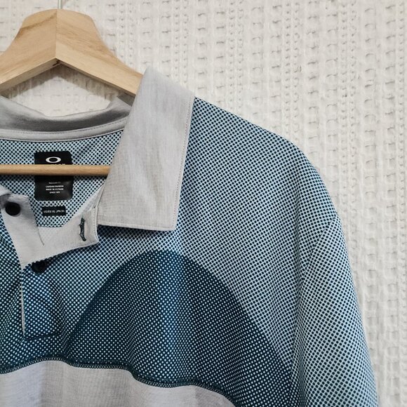 Oakley Men's Sand Block Polo Shirt Blue and Gray Size X-Large - Picture 9 of 13